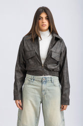 cropped leather jacket