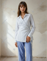 Striped pants with lace sides