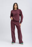 burgundy wide-legged sweatpants