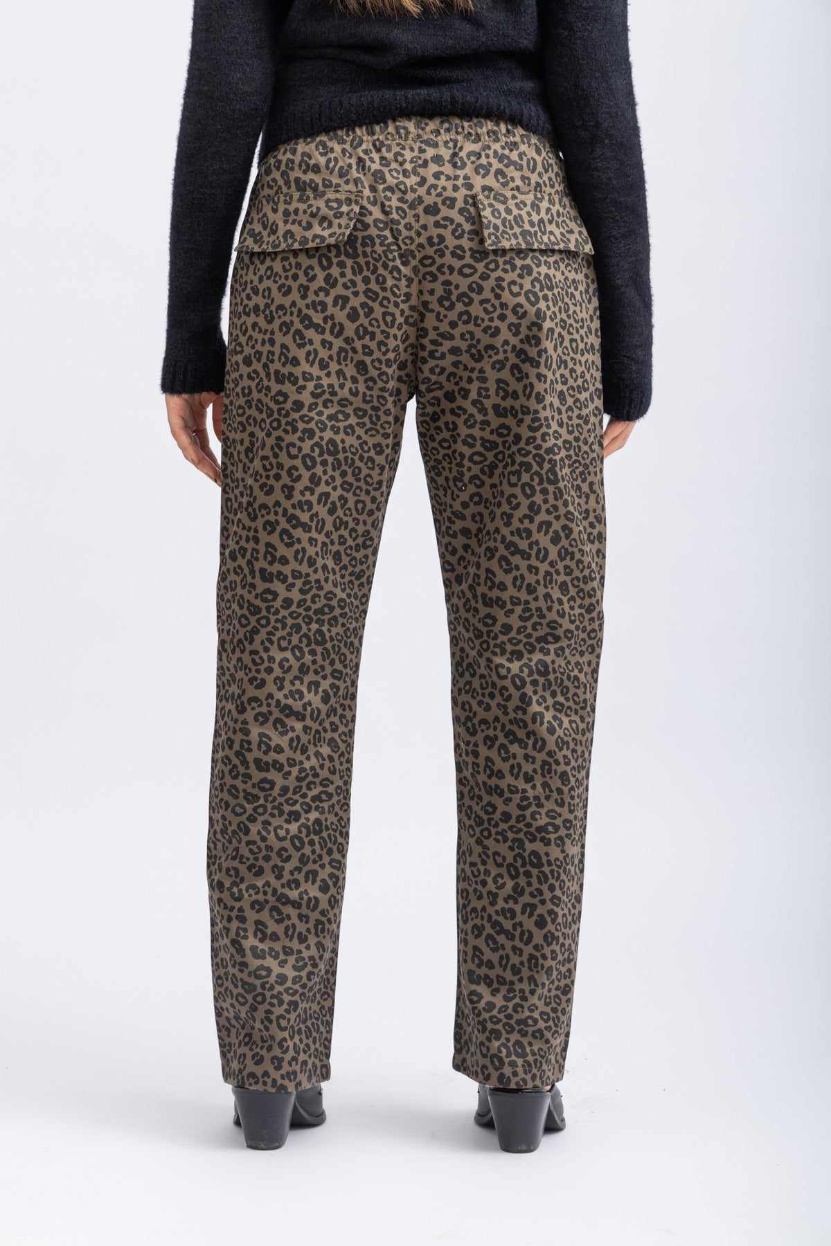 brown animal print pants