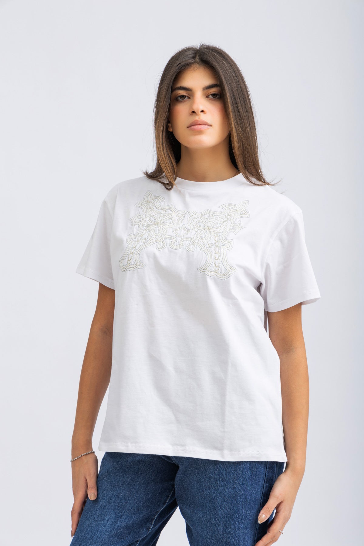 Embroidered White Oversized T-shirt