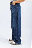 dark denim belted pants