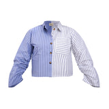 Half and half striped blouse